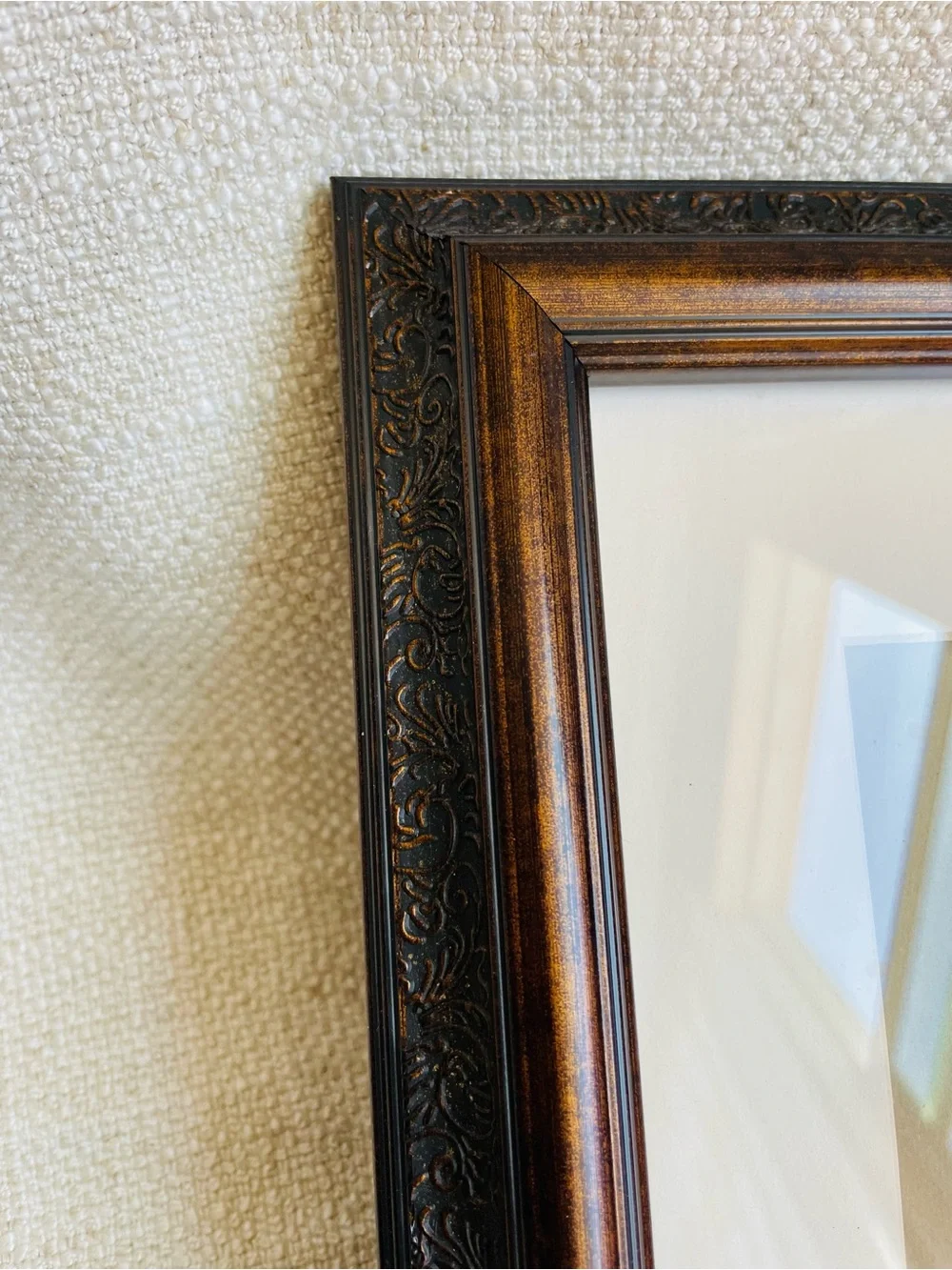 Vintage Classic Ornate Brown Picture Frame with White Mat Fits 8x10